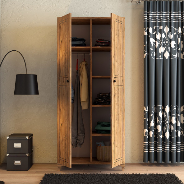 Moxen Mobilya DR2 Askılı Raflı Dolap - 3