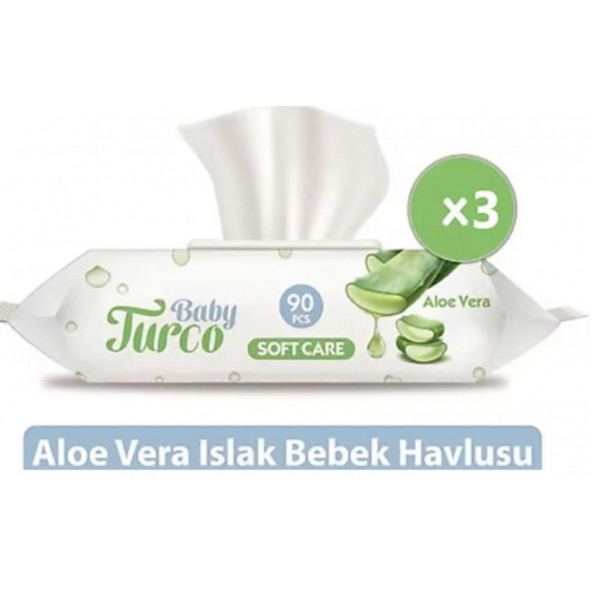 Baby Turco Softcare Aloe Vera 90 Yaprak 3'lü Paket Islak Bebek Havlusu