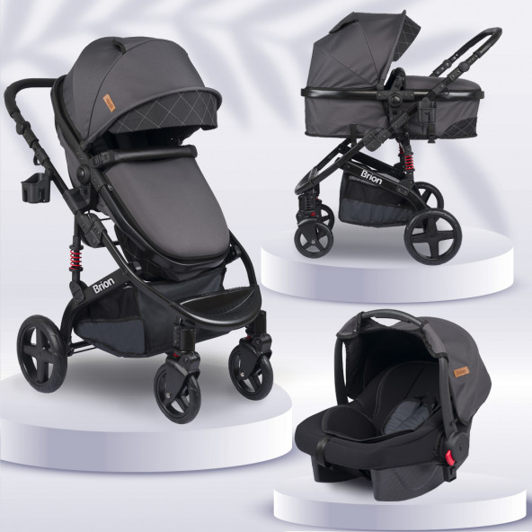 Brion Mila 4in1 Çift Yönlü Travel Sistem Bebek Arabası Siyah Füme