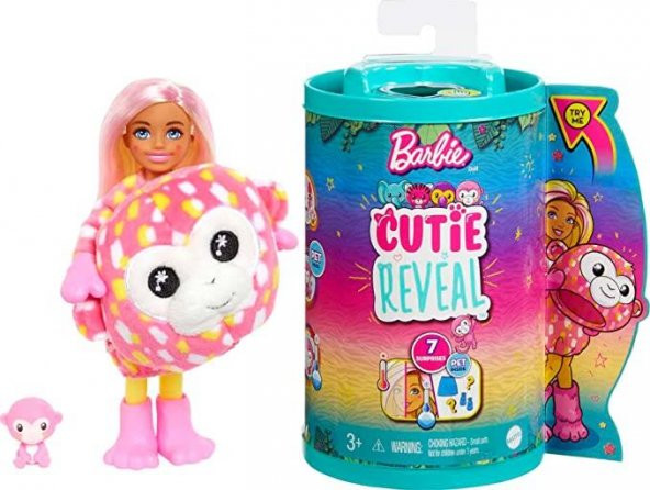 Barbie Cutie Reveal Bebekler Chelsea Tropikal Orman Serisi Maymun HKR12 HKR14 ürün görseli