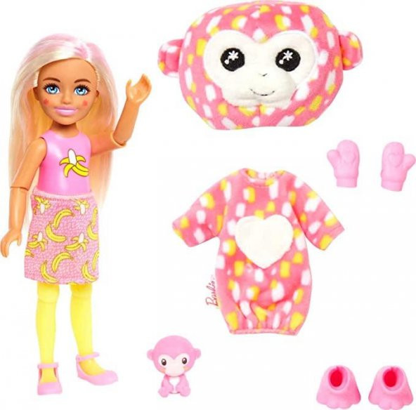 Barbie Cutie Reveal Bebekler Chelsea Tropikal Orman Serisi Maymun HKR12 HKR14 - Resim 2