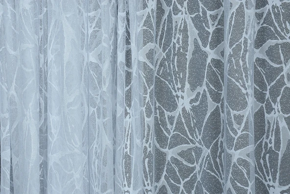 MERMER MODEL KIRIK BEYAZ RENK TEK KANAT Hazır dikilmiş Pileli Fon Perde 300*260 cm - Resim 2