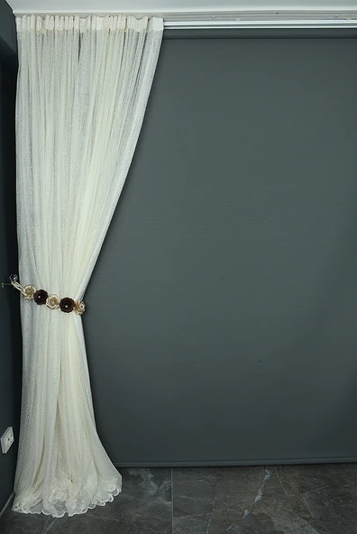 BRS RAŞEL MODEL KREM RENK TEK KANAT Hazır dikilmiş Pileli Fon Perde 300*260 cm - Resim 5