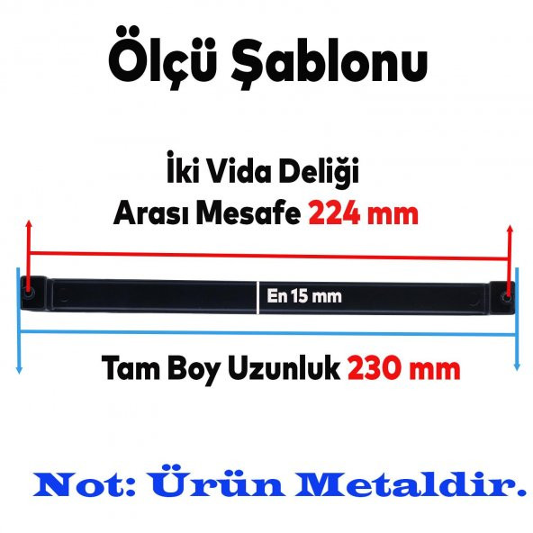 Mobilya Mutfak Banyo Dolabı Çekmece Dolap Kapak Kulpu Kulbu Siyah 224 mm Metal Kulp - 2