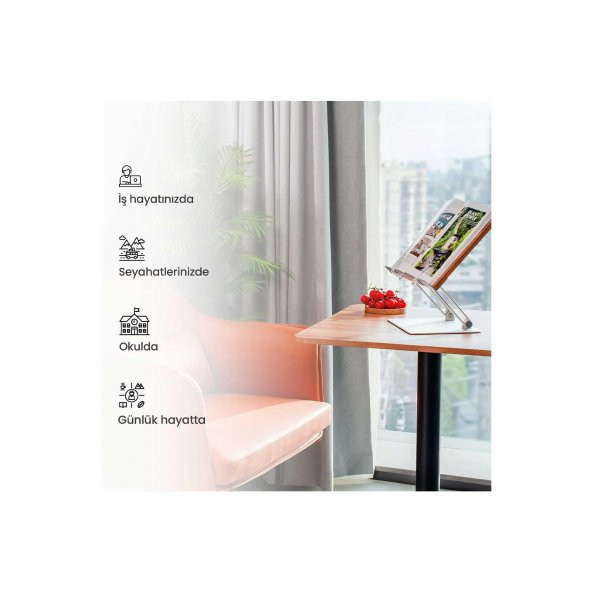 NPO STD002 Okuma Açısı Ayarlı,Kıskkaçlı Alüminyum&Ahşap Kitap/Tablet/Notebook Standı Modern Rahle