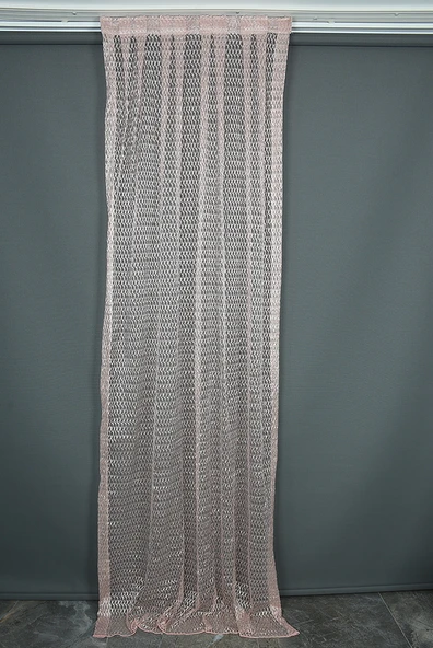 BÜYÜK BAKLAVA MODEL PUDRA RENK TEK KANAT Pileli Fon Perde 75*260 cm - Resim 2