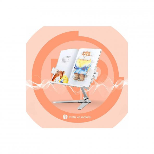NPO STD007 Okuma Açısı Ayarlı Koruma Kıskkaçlı Alüminyum&ABS Kitap/Tablet/Dergi Standı Modern Rahle - 4