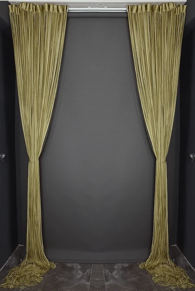 DÜZ İP MODEL AÇIK HAKİ YEŞİL RENK HAZIR İP PERDE En_300 Cm Boy_280 Cm - Resim 5