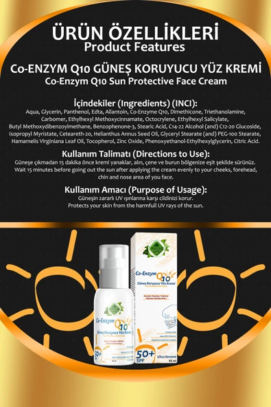CoQ10 Güneş Koruyucu Yüz Kremi 50 ML - 2