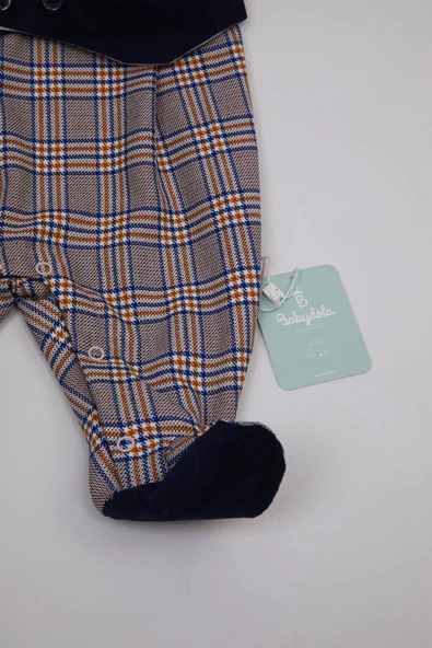 Takım Görünümlü Kravatlı Yelekli Patikli Bayramlık Erkek Bebek Tulum 13425 - 5