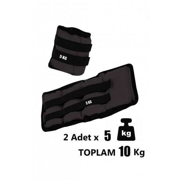 Spor Byfit 5 Kg x 2 Adet Siyah El veya Ayak Bileği Ağırlığı  Atlama ipi HEDİYELİ - 2