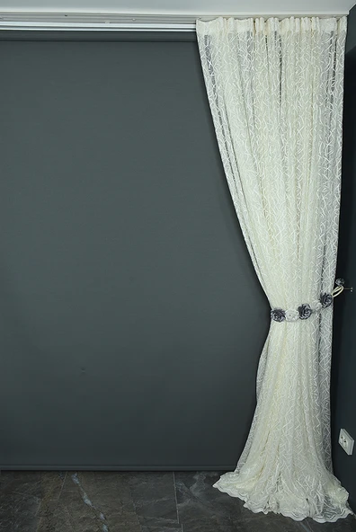 ÇALI MODEL KREM RENK TEK KANAT Hazır dikilmiş Pileli Fon Perde 300*260 cm - Resim 7