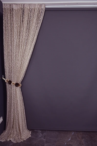 ÇALI MODEL VİZON RENK TEK KANAT Hazır dikilmiş Pileli Fon Perde 300*260 cm - Resim 5