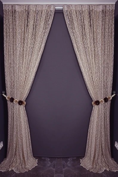 ÇALI MODEL VİZON RENK TEK KANAT Hazır dikilmiş Pileli Fon Perde 300*260 cm - Resim 7