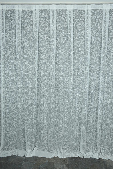 İMZA MODEL KIRIK BEYAZ RENK TEK KANAT Hazır dikilmiş Pileli Fon Perde 300*260 cm - Resim 2