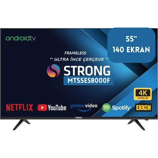 Strong MT55ES8000F 4K Ultra HD 55" 140 Ekran Uydu Alıcılı Android Smart LED TV