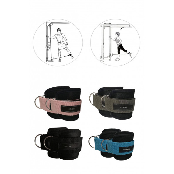 Spor Byfit Ayak Bilek Kayışı D-Ring Fitness Ağırlık Çekiş Aparatı - PEMBE