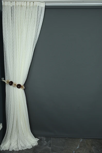 KOZA MODEL KREM RENK TEK KANAT Hazır dikilmiş Pileli Fon Perde 300*260 cm - Resim 5