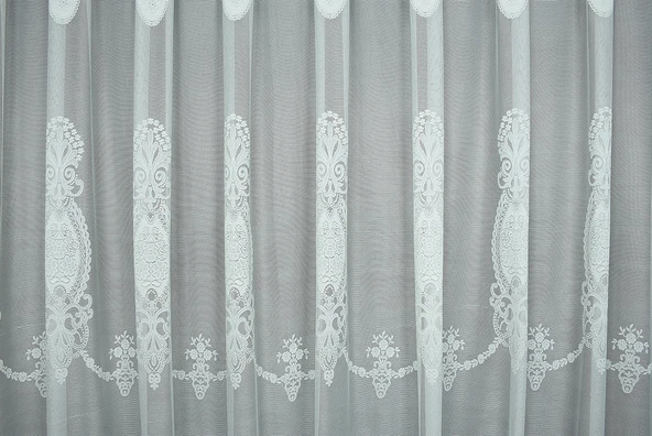 NAKIŞ 1 MODEL KREM KREM RENK TEK KANAT Hazır dikilmiş Pileli Fon Perde 300*260 cm - Resim 2