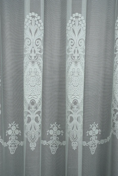 NAKIŞ 1 MODEL KREM KREM RENK TEK KANAT Hazır dikilmiş Pileli Fon Perde 300*260 cm - Resim 4