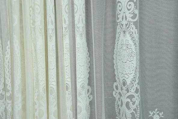 NAKIŞ 1 MODEL KREM KREM RENK TEK KANAT Hazır dikilmiş Pileli Fon Perde 300*260 cm - Resim 5
