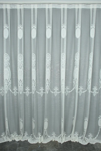 NAKIŞ 1 MODEL KREM KREM RENK TEK KANAT Hazır dikilmiş Pileli Fon Perde 300*260 cm ürün görseli