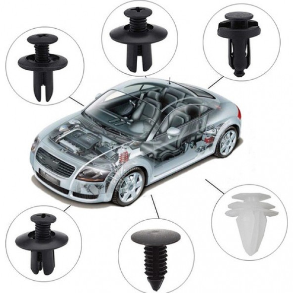 6 Boyutlu 100 Adet Oto Fastener Klip Tampon Kapı Pervazı Tutucu Raptiye SETI-100 Parça C63 - 2