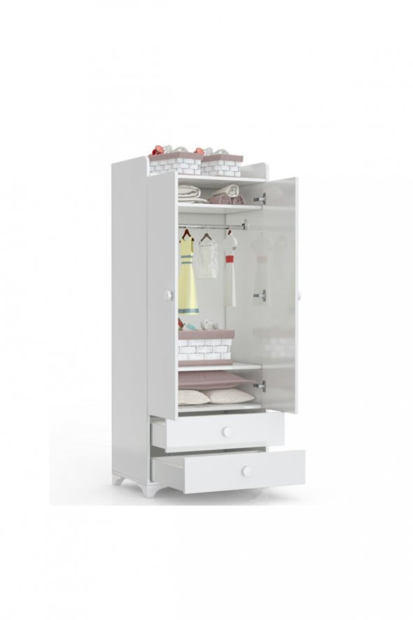 Afilli Afilli Bdlp 048 Swing 2 Kapılı 2 Çekmeceli Dolap Beyaz BDLP048BEYAZ BEBEK - 2
