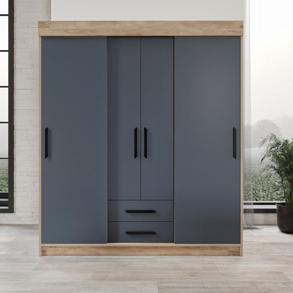 Afilli İzmir Çocuk Odası Takımı Tamamı Mdf Antrasit Ve Flora - 3