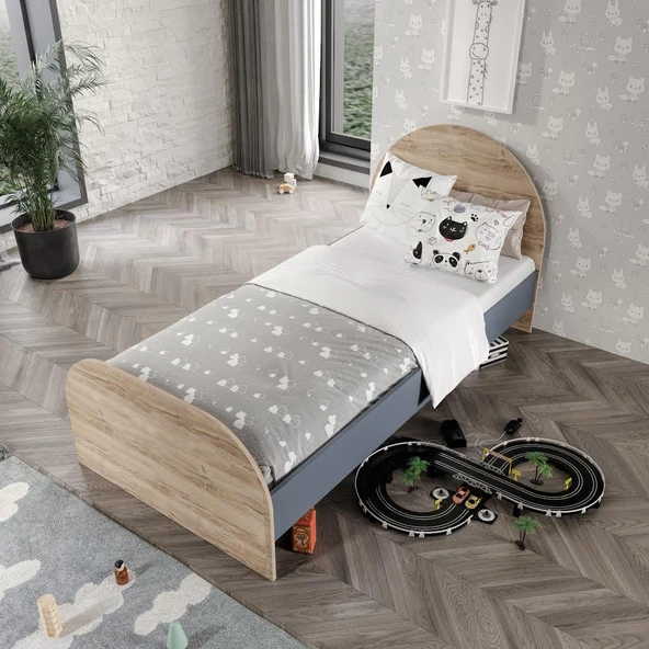 Afilli İzmir Tek Kişilik Karyola Tamamı Mdf 90X190 Flora Antrasit ürün görseli