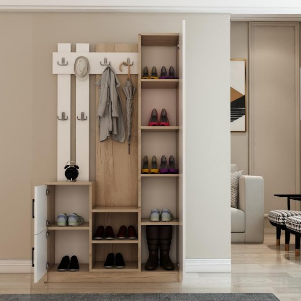 Afilli Nova Kapaklı Aynalı Portmanto Vestiyer Tamamı Mdflam - 3