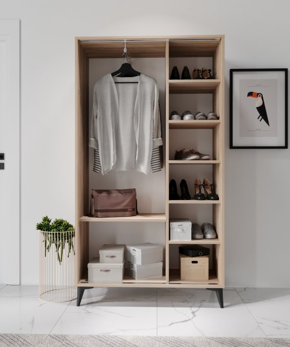 Afilli Freya Portmanto Sürgülü Aynalı Tamamı Mdf Flora Antrasit - 4