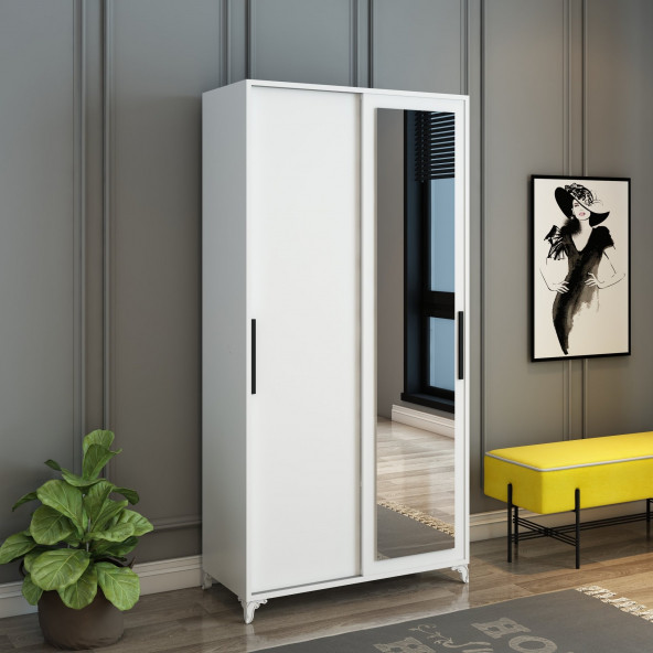 Afilli Afilli Olivia Sürgülü Aynalı Beyaz Portmanto Mdf