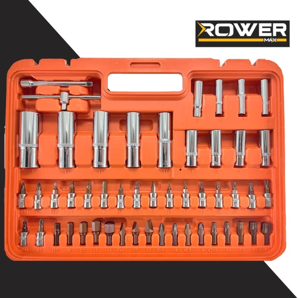 Rowermax Profesyonel 1/2 ve 1/4 Cırcırlı Lokma Anahtar Takımı Bits Uç Seti 108 Parça - 5