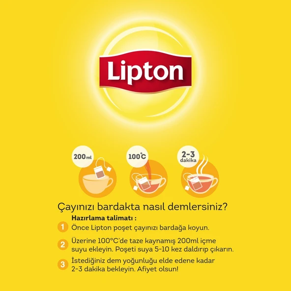 Lipton Yellow Label Bardak Poşet Çay 100lü X 2 Adet - 6