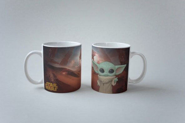 Star Wars Temalı Yoda Karakter Özel Tasarım Baskılı Kupa Bardak - Resim 2