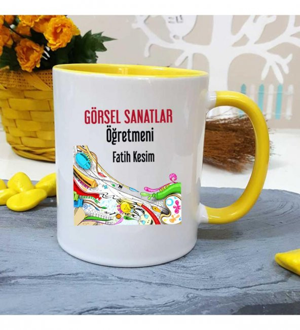 Görsel Sanatlar Öğretmenine Özel Öğretmenler Günü Hediyesi Kişiye Özel Kupa Bardak
