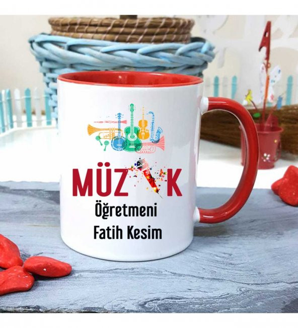 Müzik Öğretmenine Özel Öğretmenler Günü Hediyesi Kişiye Özel Kupa Bardak