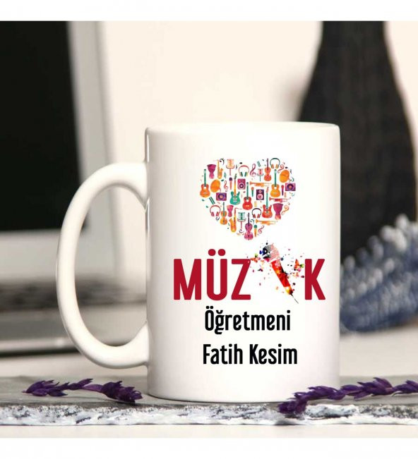 Müzik Öğretmenine Özel Öğretmenler Günü Hediyesi Kişiye Özel Kupa Bardak
