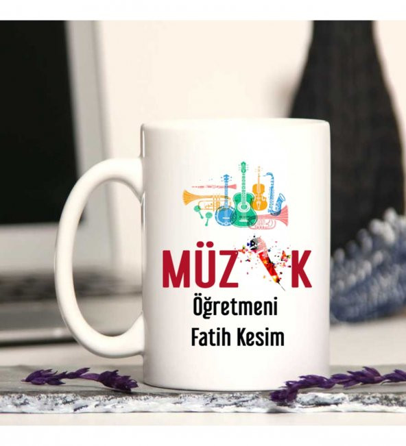 Müzik Öğretmenine Özel Öğretmenler Günü Hediyesi Kişiye Özel Kupa Bardak