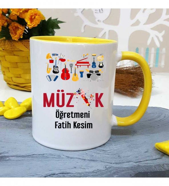 Müzik Öğretmenine Özel Öğretmenler Günü Hediyesi Kişiye Özel Kupa Bardak