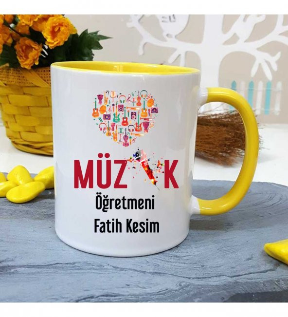 Müzik Öğretmenine Özel Öğretmenler Günü Hediyesi Kişiye Özel Kupa Bardak