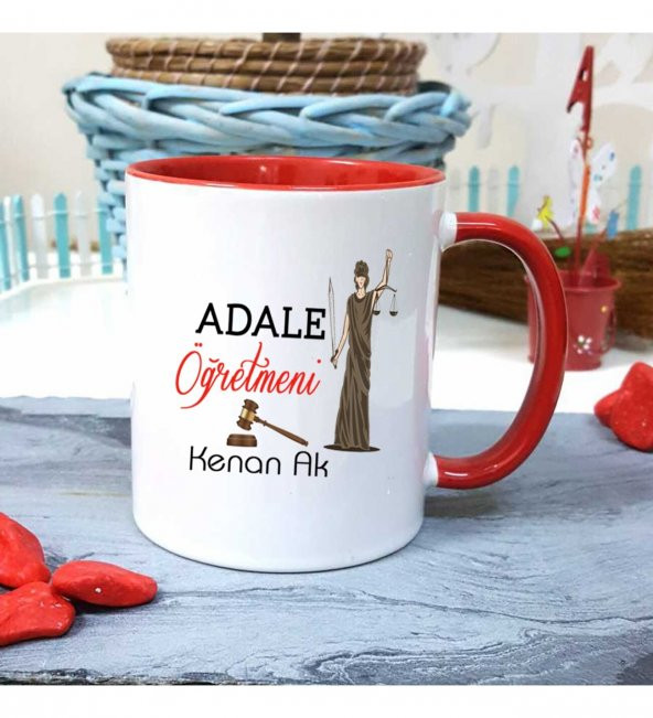 Adalet  Öğretmenine Özel Öğretmenler Günü Hediyesi Kişiye Özel Kupa Bardak