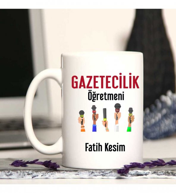 Gazetecilik Öğretmenine Özel Öğretmenler Günü Hediyesi Kişiye Özel Kupa Bardak