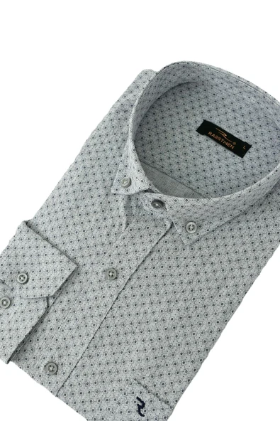 Erkek Klasik Uzun Kol Puantiyeli Gömlek BGL-ST02764 - Resim 10