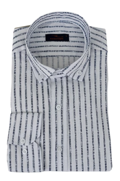 Erkek Silim Fit Çizgili Gömlek BGL-ST02766 - Resim 3