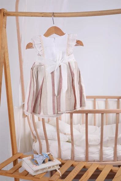 Papatya Nakışlı Pileli Bayramlık Kız Bebek Elbise 13903 - 10