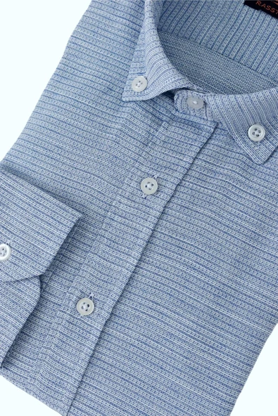 Erkek Silim Fit Petek Dokulu Gömlek BGL-ST02768 - Resim 12