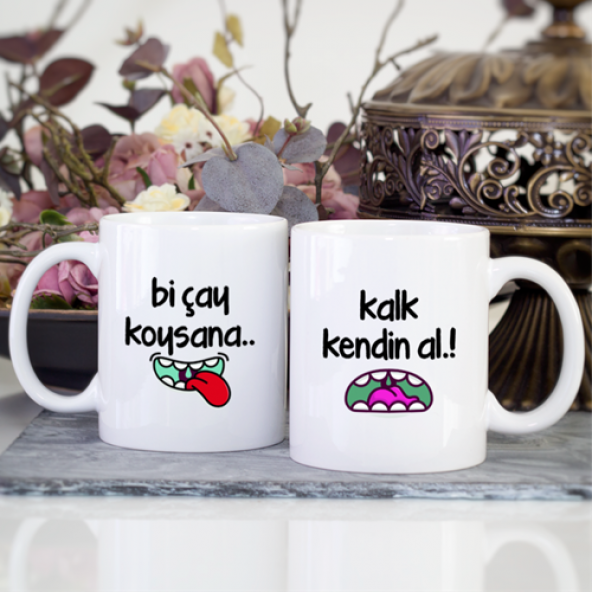 Kişiye Özel Çay Koysana İkili Kupa Bardak