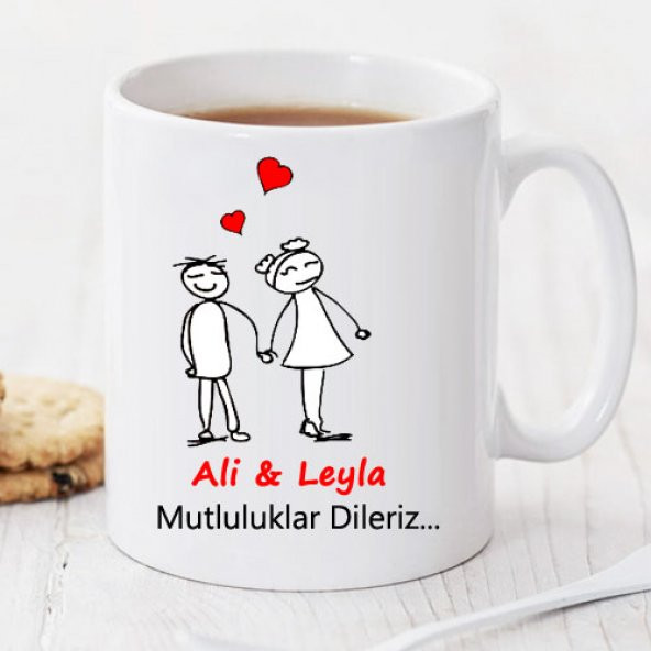 Mutluluklar Dileriz Kişiye Özel Kupa Pi78 - 1